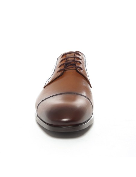Derby de piel con costura color cuero