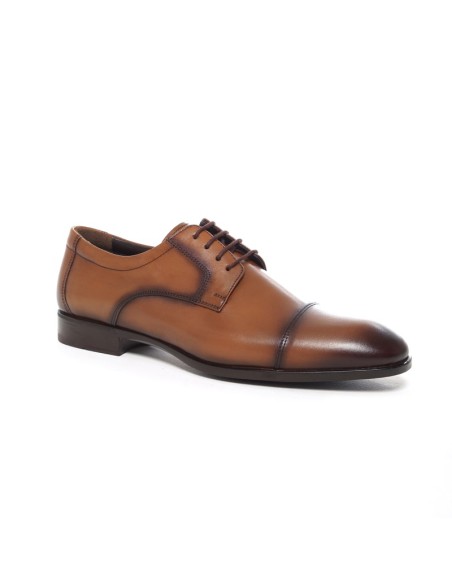 Derby de piel con costura color cuero