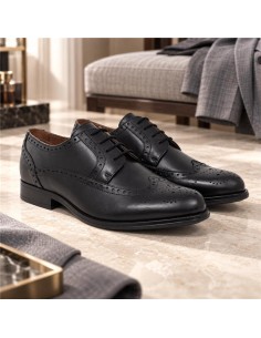 Derby de piel brogado color negro