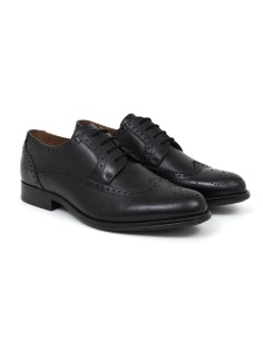 Derby de piel brogado color negro 2
