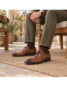 Oxford de piel liso color cuero