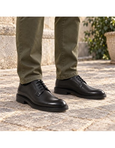Black leather derby