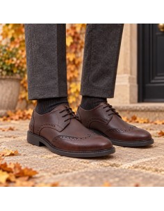 Brown leather derby