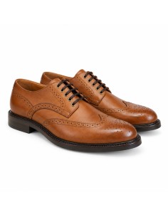 Derby de piel brogado color cuero 2