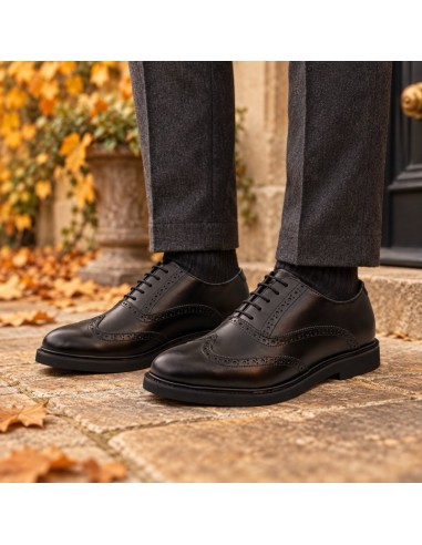 Oxford de piel de costura vuelta color negro