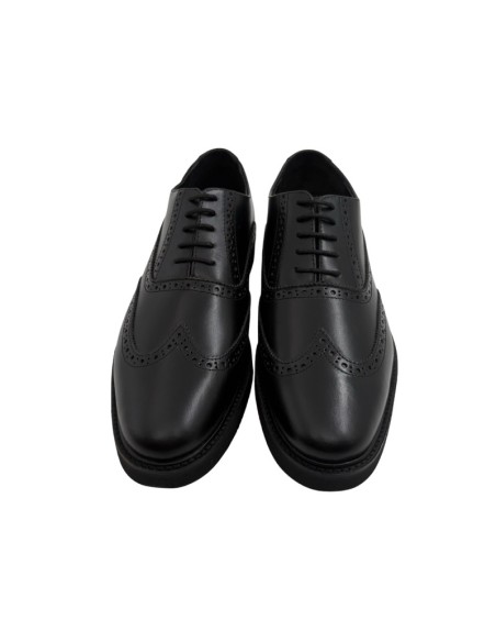 Oxford de piel de costura vuelta color negro