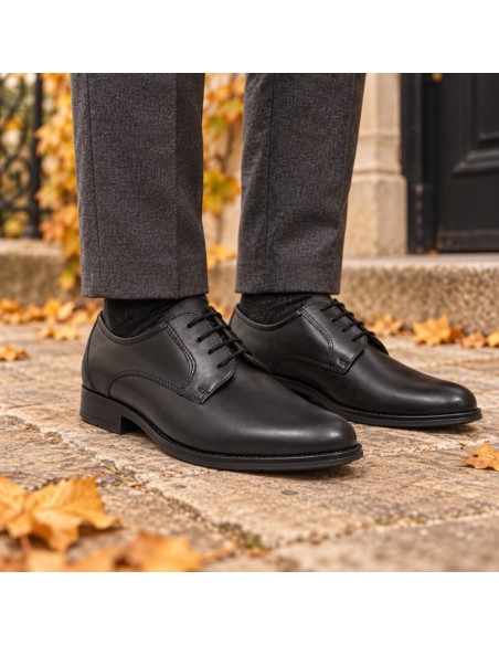Black leather derby