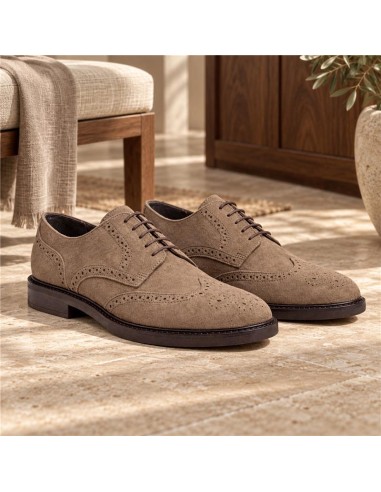Derby de piel con costura color beige