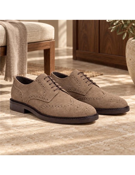 Derby de piel con costura color beige