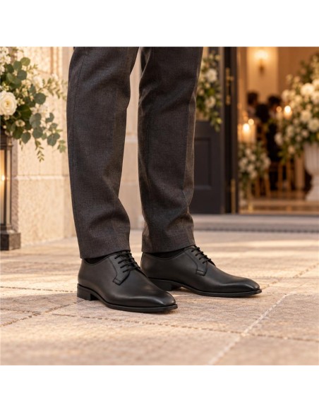 Black leather derby