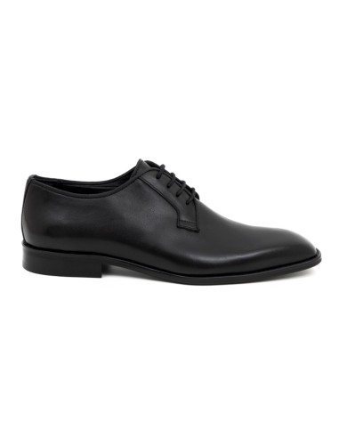 Derby de piel de costura vuelta color negro