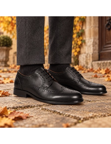 Black leather derby
