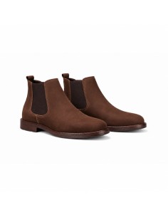 Botines Chelsea de nobuck acabado a mano color marrón 2