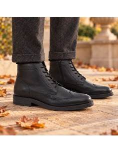 Bottine de peau le noir PARZIP-NEGRO