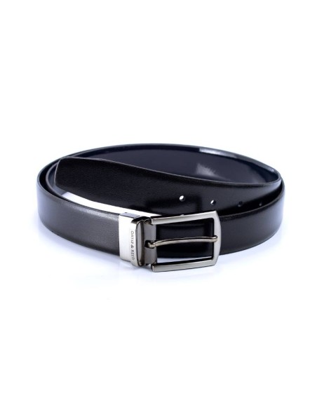 Ceinture cuir réversible le noir B-FLOREV-MARINO-NEGRO