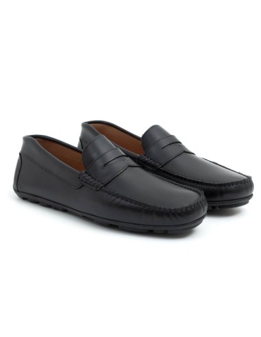 Black leather moccasin
