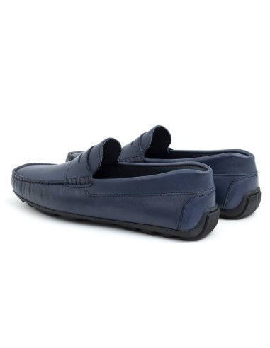 Mocassin de peau bleu BHOME-BLUE