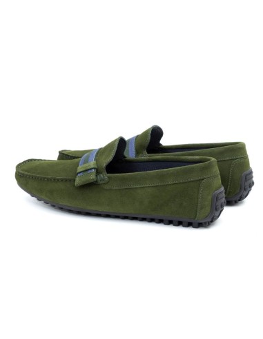Green suede moccasin