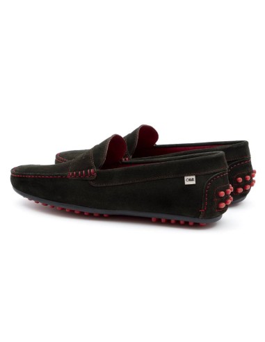 Green suede moccasin