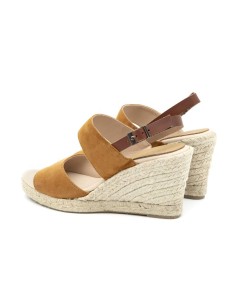 Light Brown suede leather and plain leather espadrilles for women 2