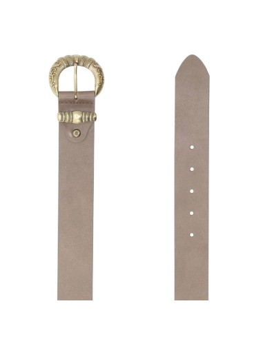 Beige leather women's belt