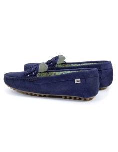 Mocasines de mujer de ante con antifaz color azul 2