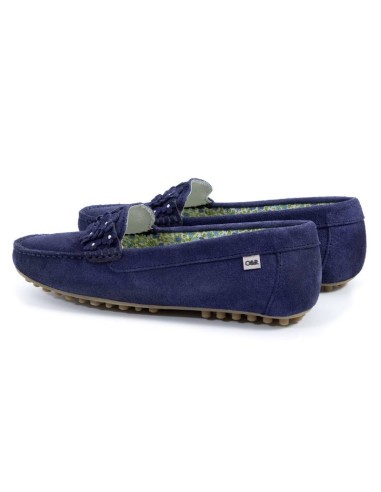 Blue suede women's mocassins